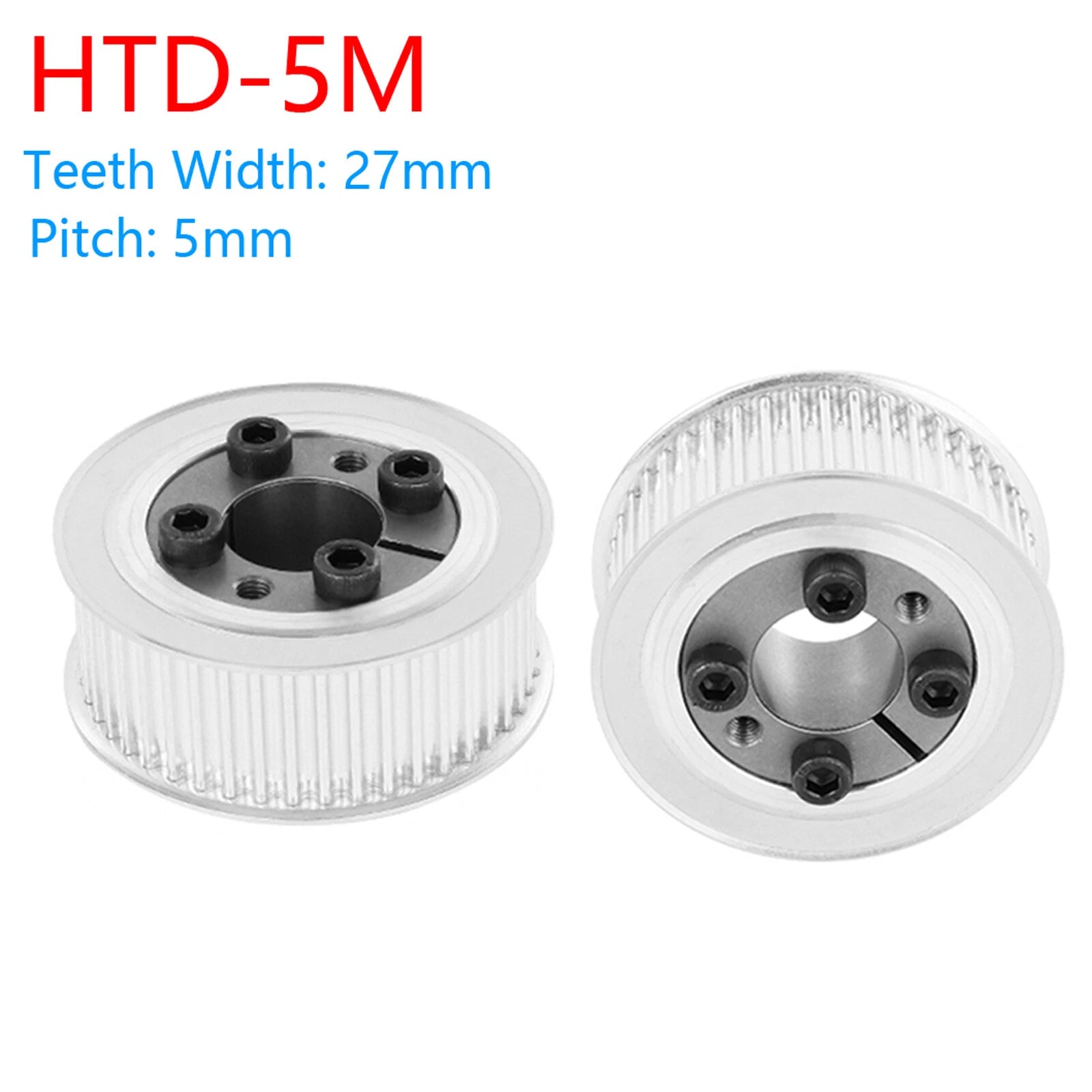 HTD-5M 46T-60T Timing Belt Pulley With Expansion/Tension Sleeve Teeth Width 27mm