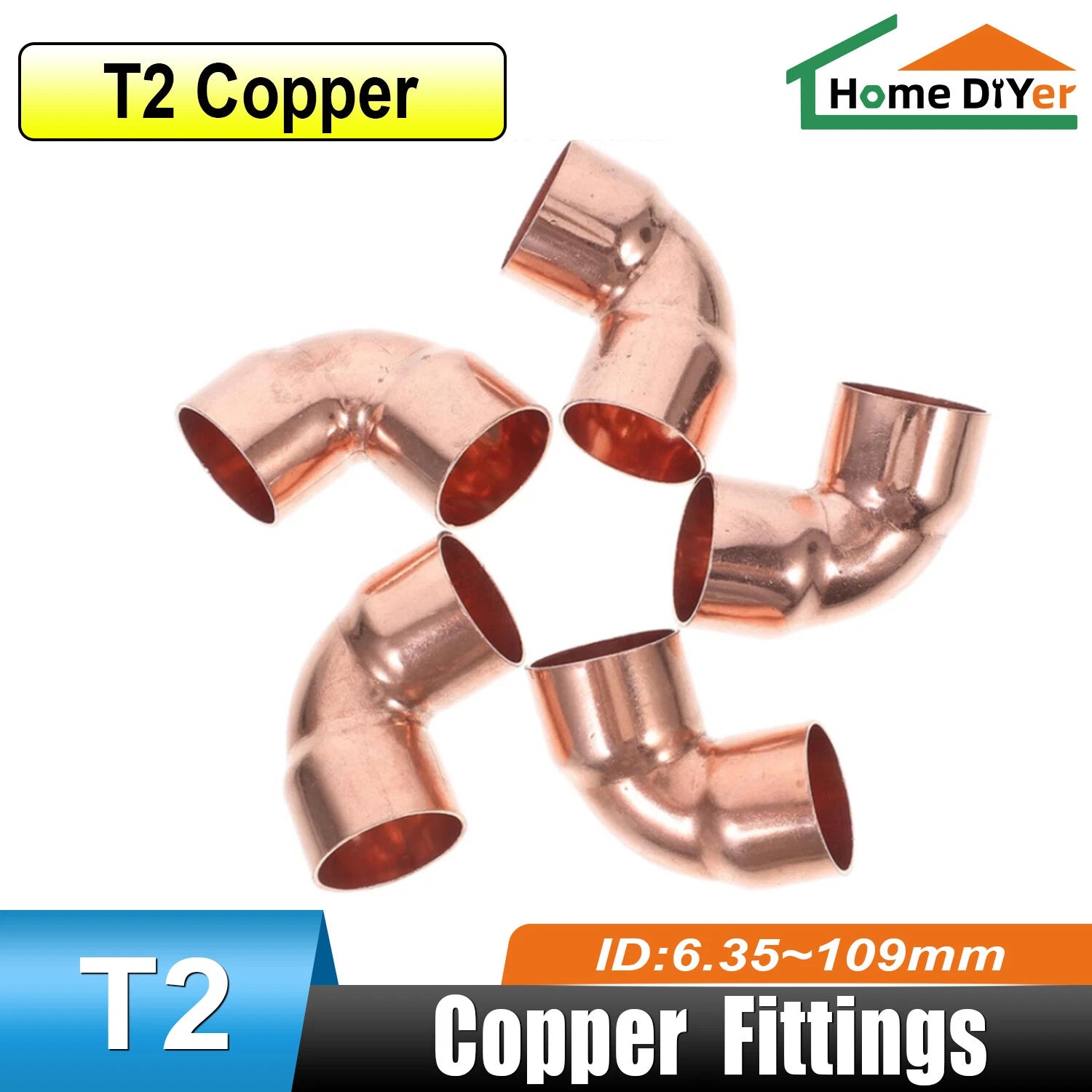 90° End Feed Elbow Copper Pipe Fitting | 6.35mm–159mm | Plumbing Bend