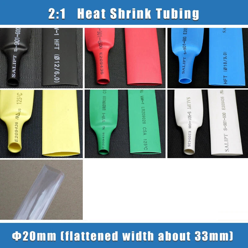20mm Heat Shrink Tubing 2:1 Ratio – Electrical Wire Sleeving & Cable Insulation