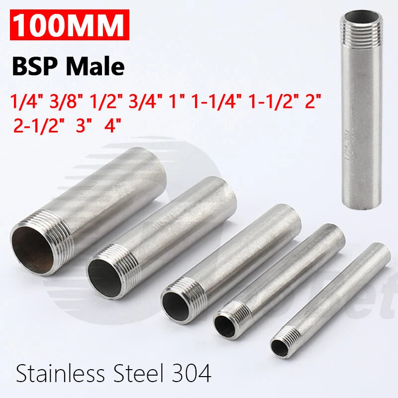 304 Stainless Steel Weld Nipple BSP Screwed Pipe Fitting | 1/4" to 4" (DN8–DN100)