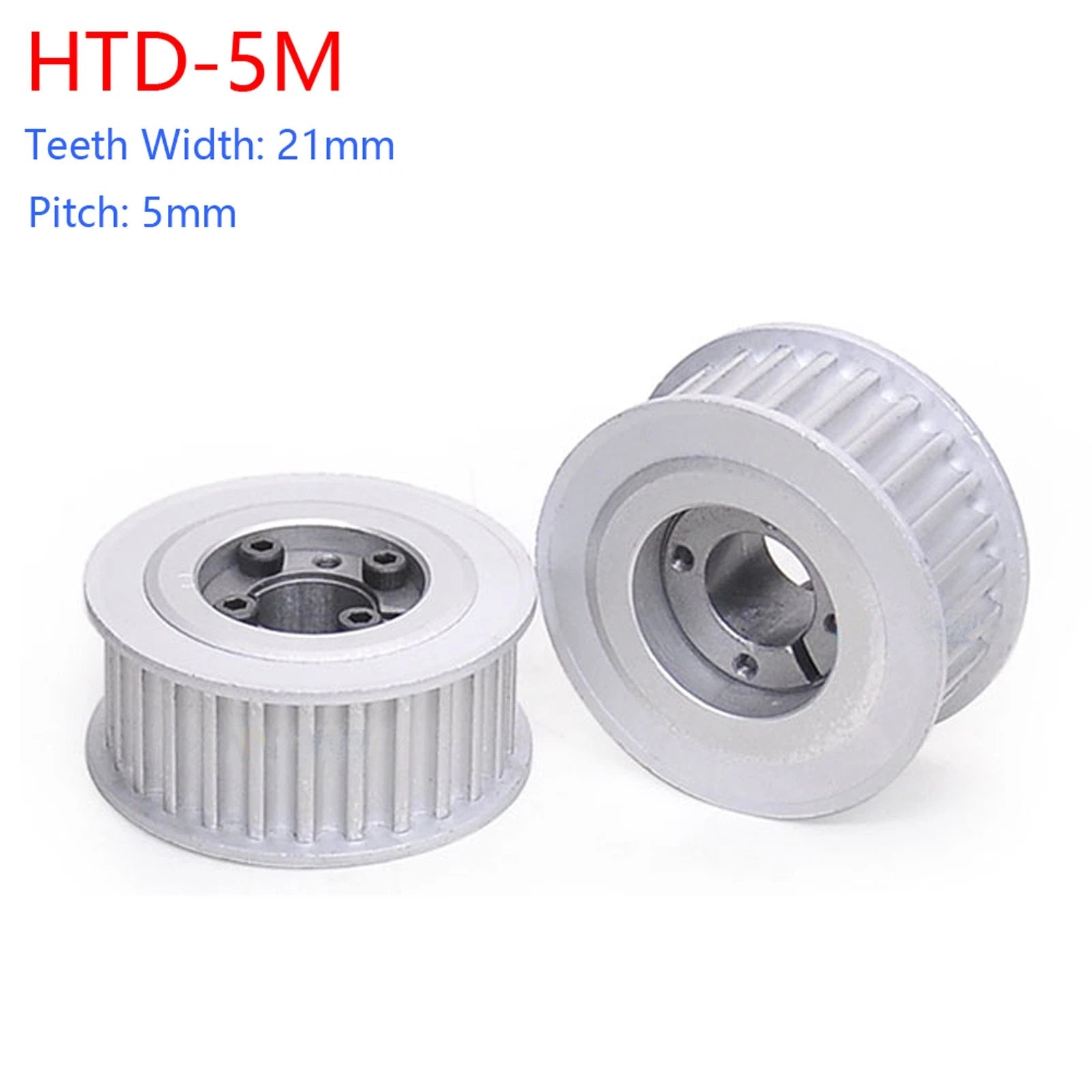 HTD-5M 46T-60T Timing Belt Pulley With Expansion/Tension Sleeve Teeth Width 21mm