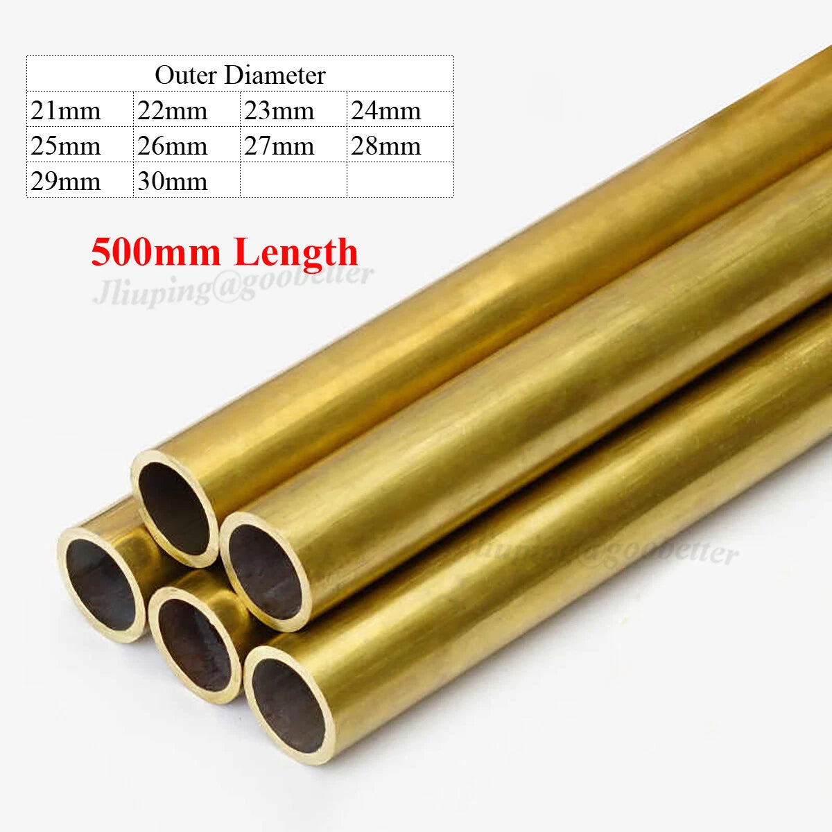 Brass Round Tube Pipe OD 21–30mm × 500mm | Multiple Wall Thickness Options
