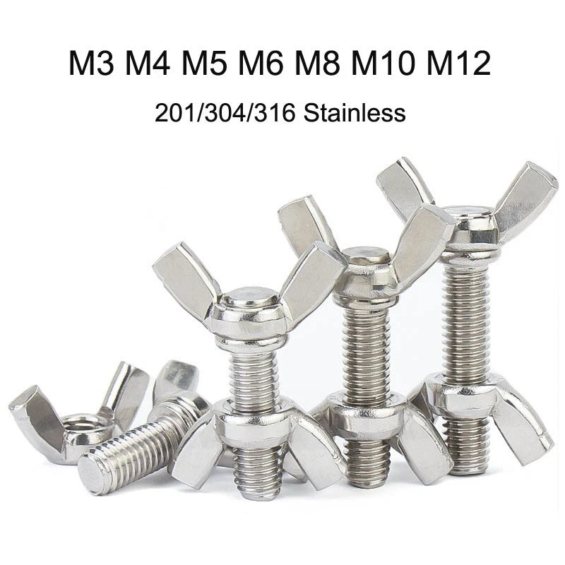 201/304/316 Stainless Butterfly Wing Bolts Screws Thumb Screws Wing Bolts M3-M12