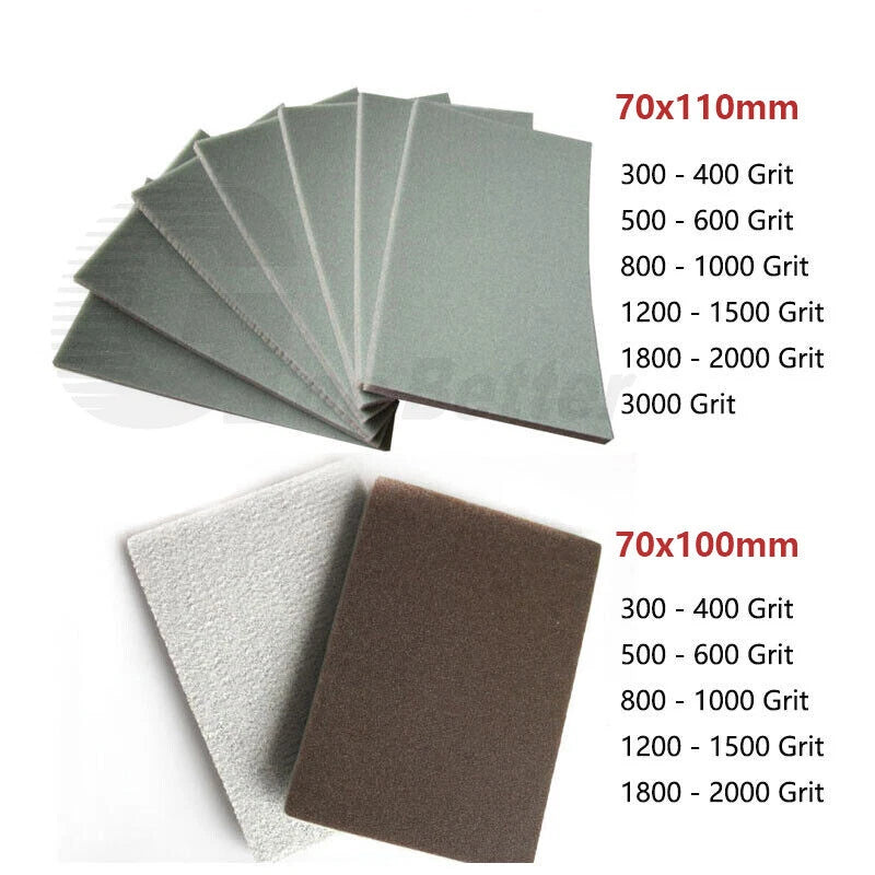 Flexible Wet/Dry Abrasive Sandpaper Sponge Pads Foam Sanding Block 300-3000 Grit