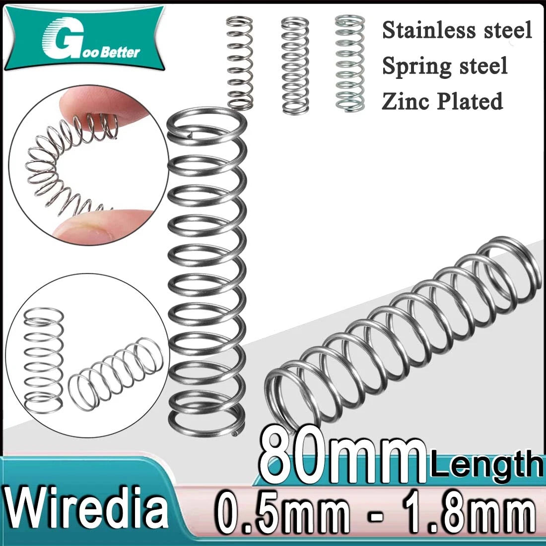 80mm Long Compression Spring 3mm - 30mm Diameter，Pressure- coiled springs