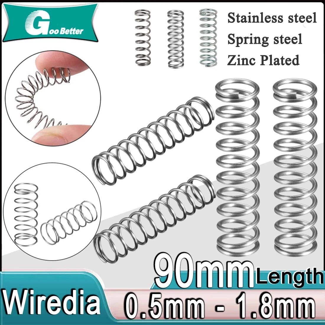 90mm Long Compression Spring 3mm - 30mm Diameter，Pressure- coiled springs