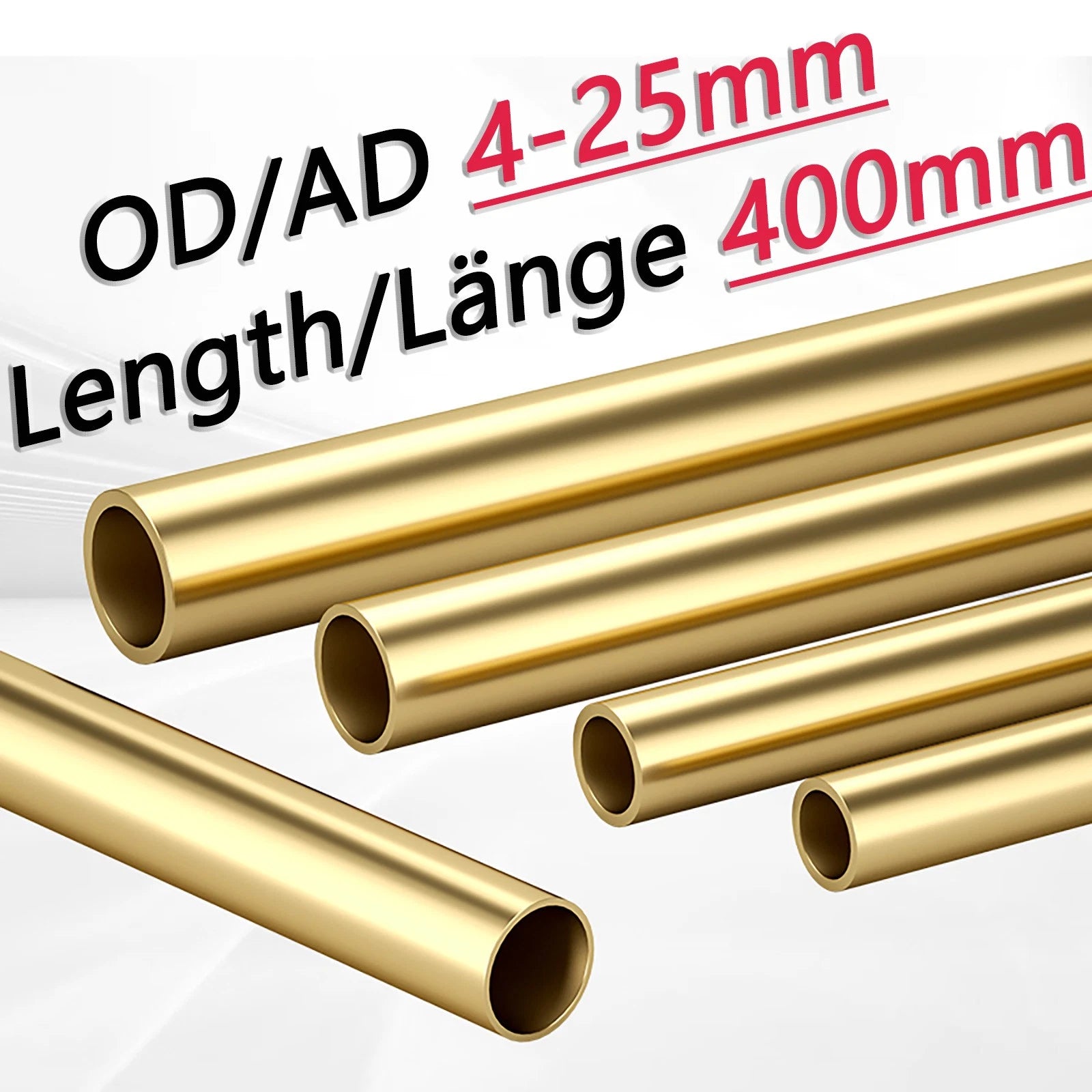 Brass Tubes ROUND PIPE Cu 62% OD 4mm 5mm 6mm 7mm 8mm To 25mm Length 400mm 0.4m