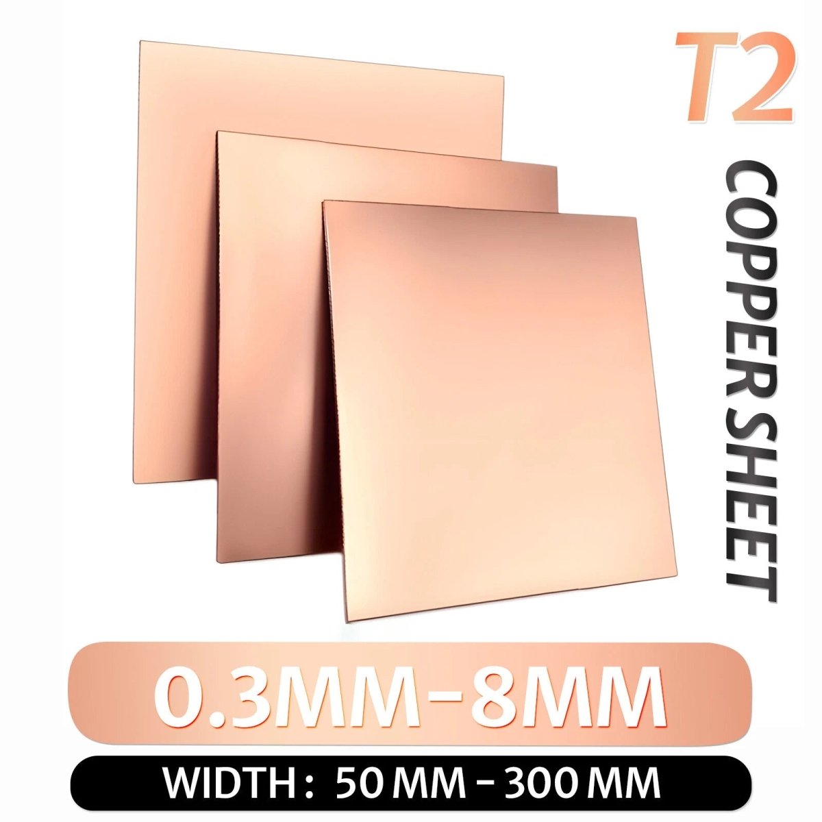 T2 Pure Copper Sheet/Plate Copper Block Laser Cut Many Sizes 0.3mm - 8mm Thick - HomeDIYer