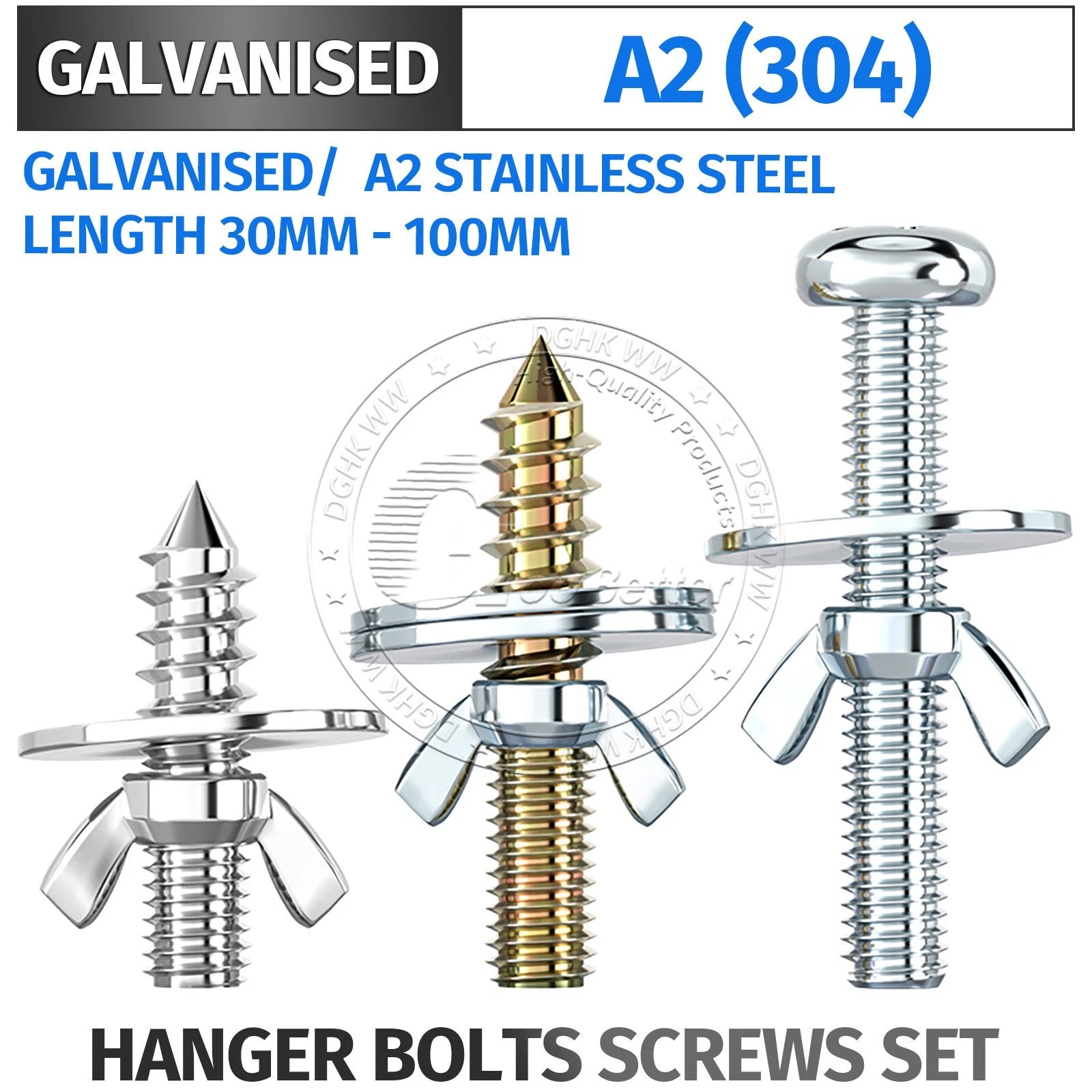 M4 M5 M6 M8 M10 Wood To Metal Dowels + Wing Nut + Washer Furniture Fixing Screws