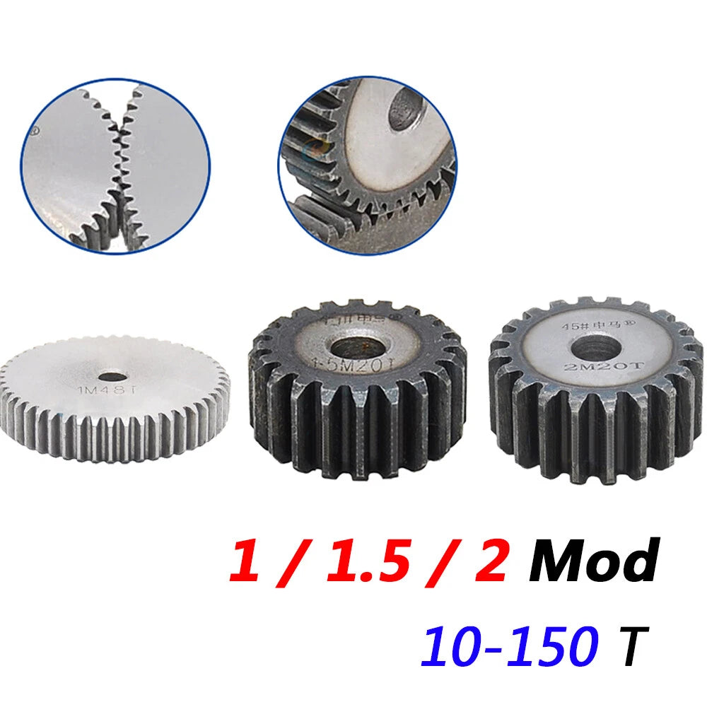 1,1.5,2 Mod Spur Gears 10T to 150T Flat C45 Steel Gears Motor Gears Rough Gears