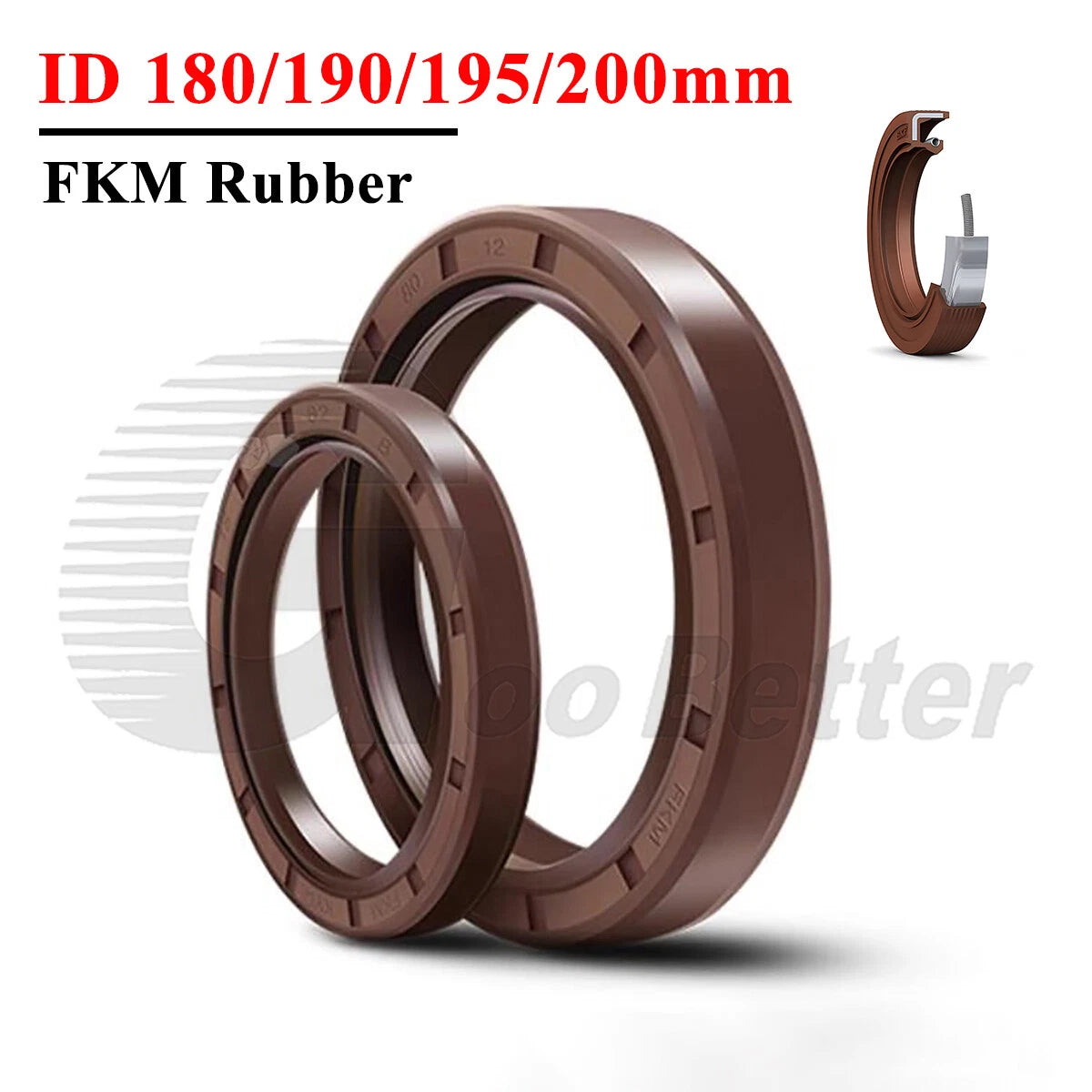 TC Oil Seal ID 180-200mm FKM Rubber Dual Lip Rotary Shaft Seal — Skeleton Type