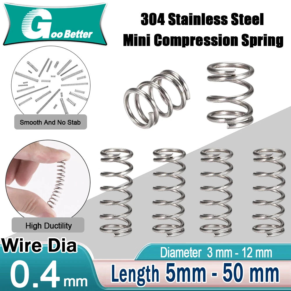 Compression Spring Wire Dia.0.4mm Length 5mm-50mm Small Stainless steel Springs