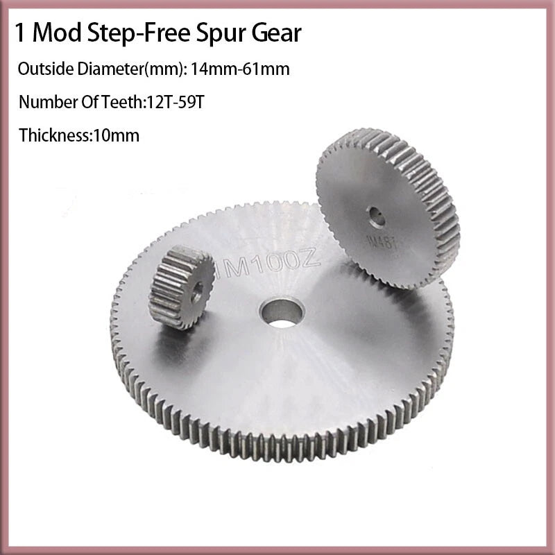 Spur Gears Pinion Gear 1 Mod Transmission Gear With Step 12T-59T Teeth 45# Steel