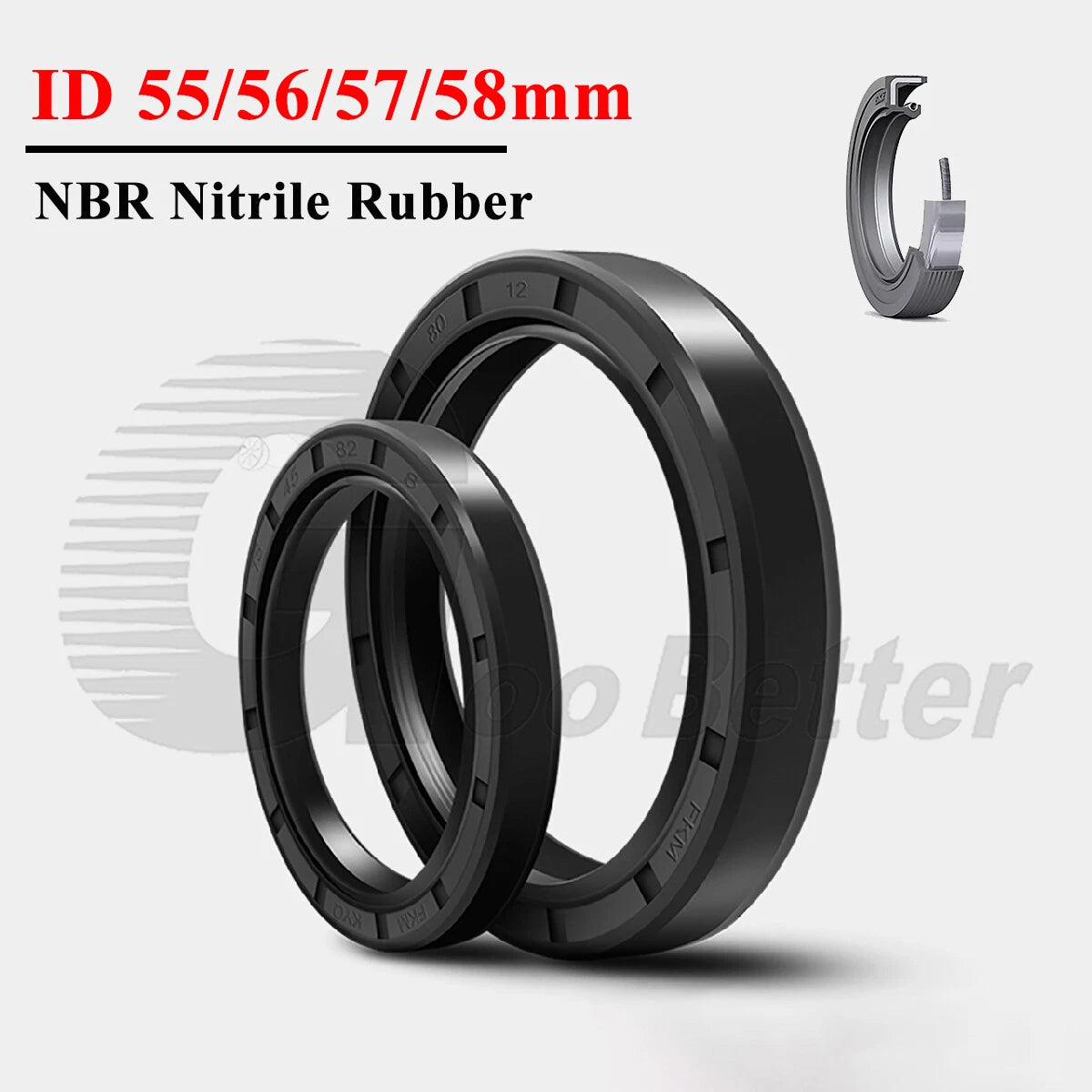 TC Oil Seal 55mm 56mm 57mm 58mm ID — NBR Rotary Shaft Dual Lip Sealing Ring