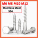 M6 M8 M10 M12 Stainless Steel A2 Screws Hex Hexagon Head Lag Bolts Wood Screw