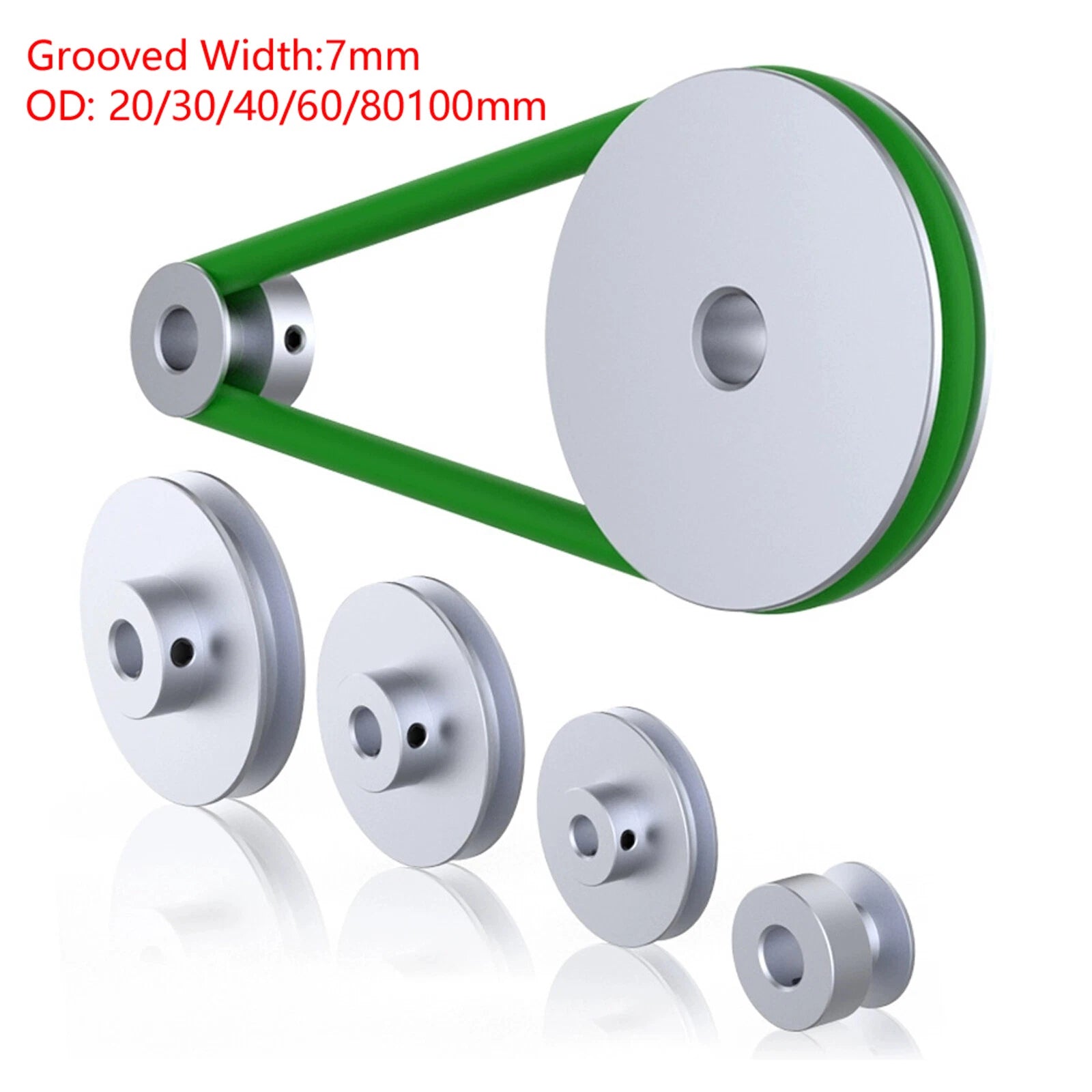 V Grooved Pulley PU Round Belt Pulleys Aluminum For 6mm Width Belt OD 20mm-100mm