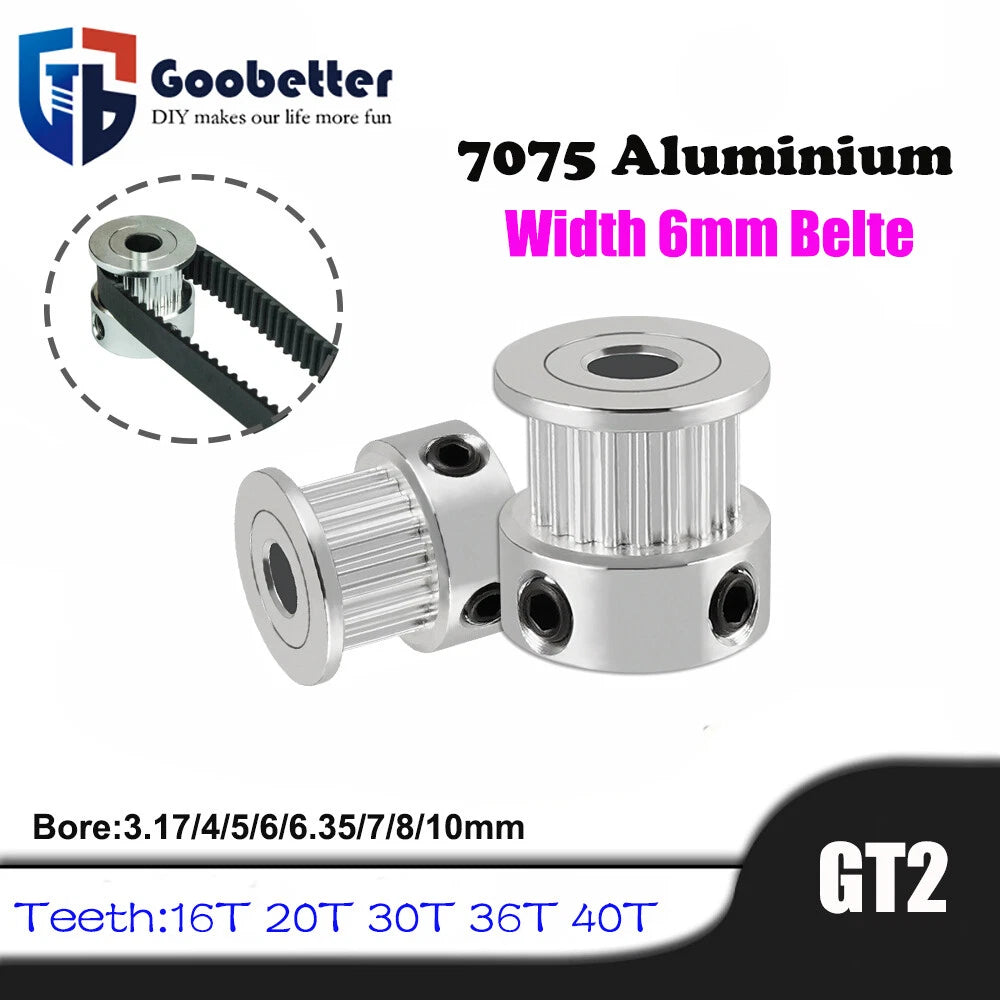 GT2 6mm Timing Belt Tooth Idler Drive Pulley 16T 20T 30T 36T 40T Bore:3mm-10mm
