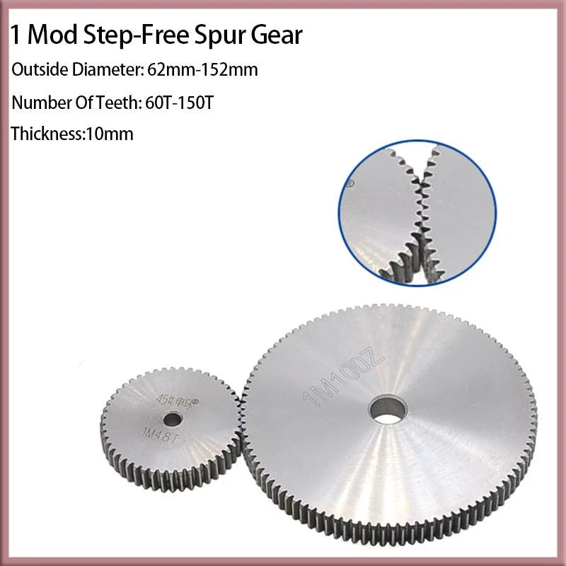 1 Mod Spur Gear 45# Steel Transmission Gear Teeth 60-150 Pinion Motor Flat Gear