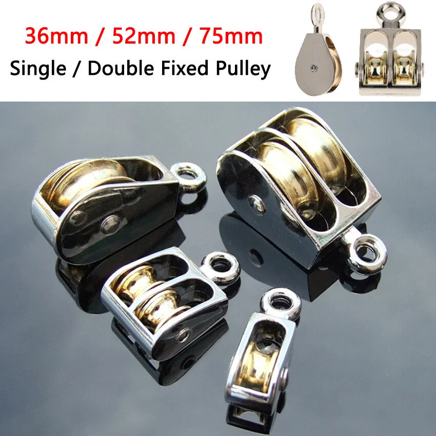 36/52/75mm Single/ Double Fixed Pulley Small Swivel Eye Sheave Rigging Lift Tool