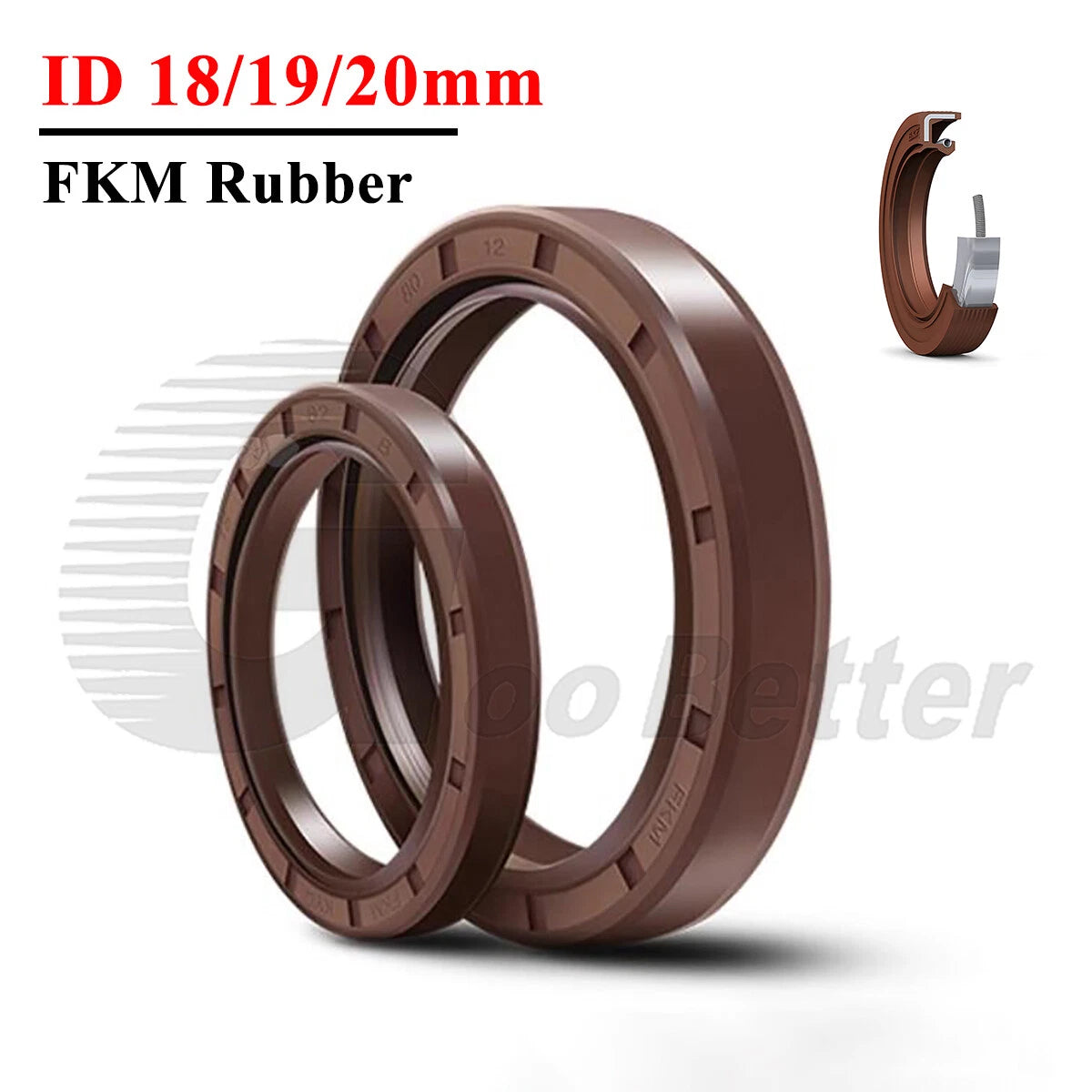 TC Oil Seals ID 18/19/20mm – FKM Rubber Dual Lip Rotary Shaft Seal Ring
