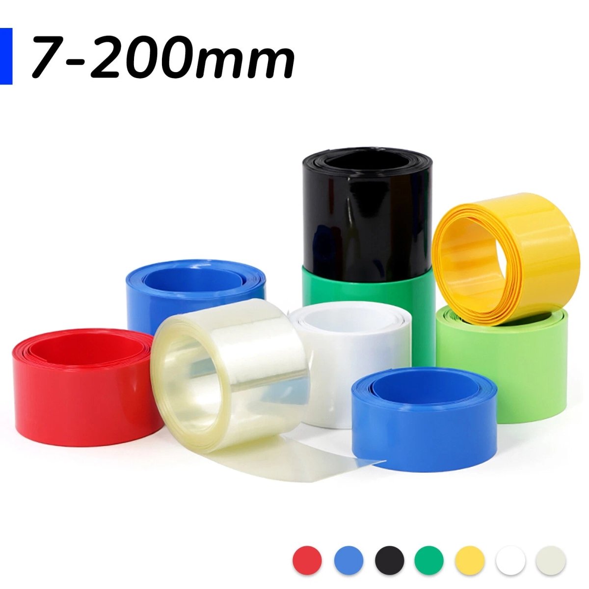 PVC Heat Shrink Tubing for RC & 18650 Battery Packs — 7mm to 200mm, 7 Colors - HomeDIYer
