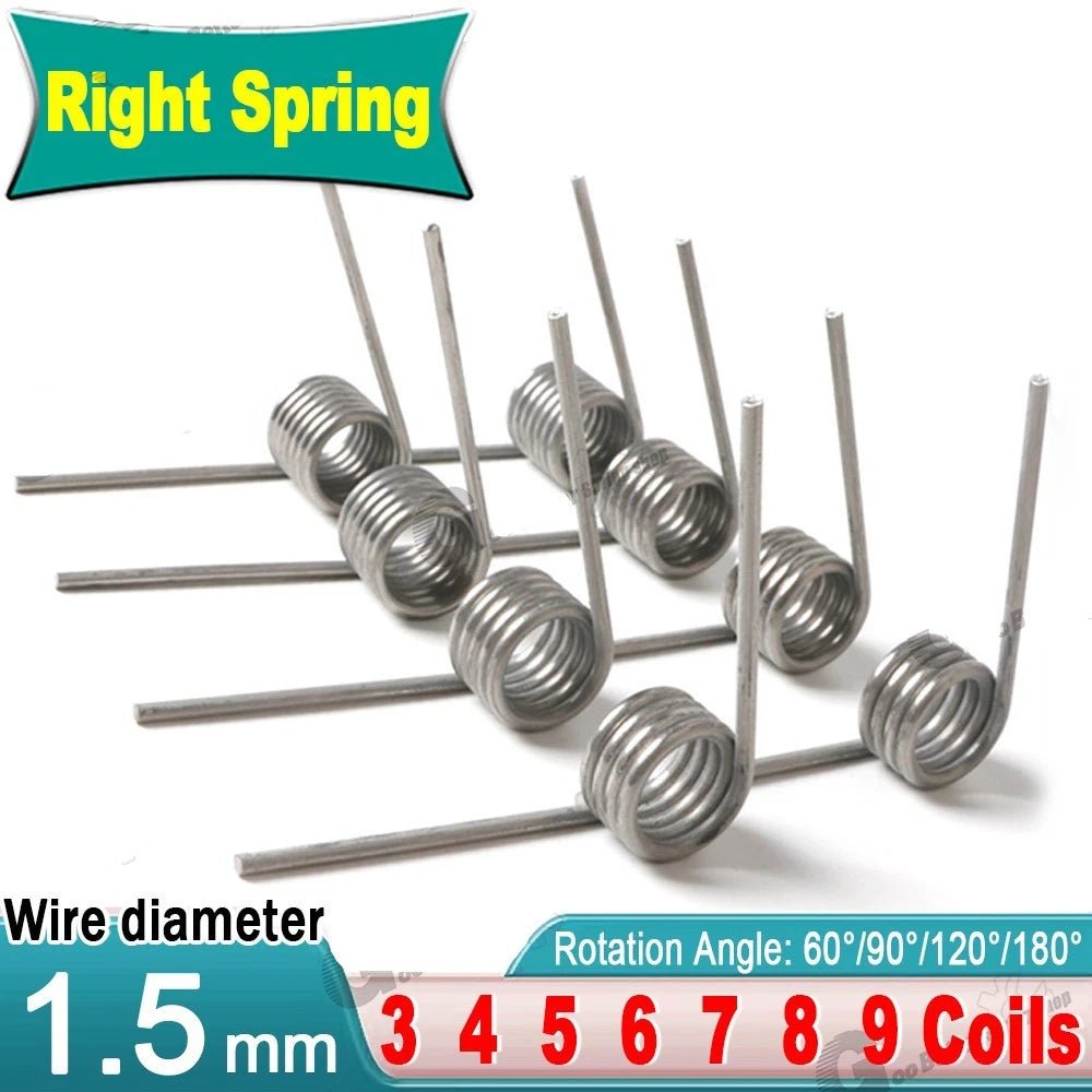 Torsion Spring (pack of 10), 1.5mm wire diameter, 8mm - 16mm OD, Right spring