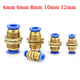 Brass Push-to-Connect Pneumatic Bulkhead Union Fittings — 4mm 6mm 8mm 10mm 12mm