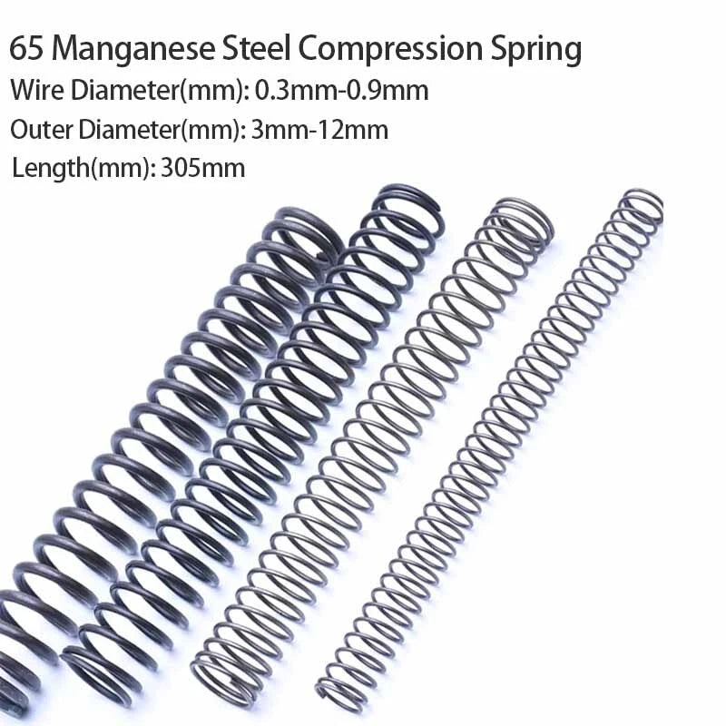 Compression Spring 65 Manganese Steel Wire Dia:0.3-0.9mm OD:3-12mm Length: 305mm