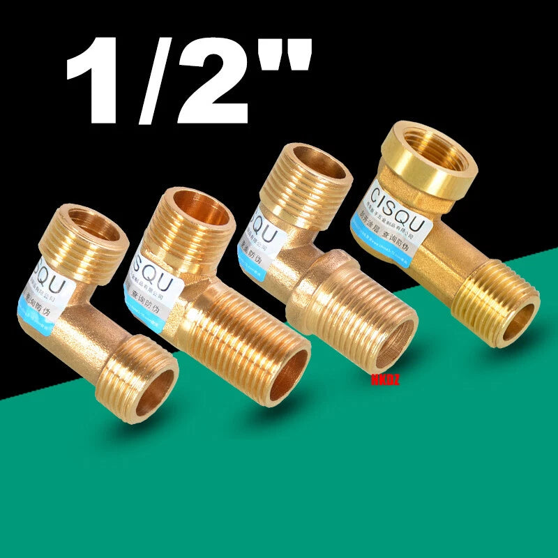 BSP Brass Elbow Pipe Fittings — 1/2" Male & Female Threaded Connector for Air & Water
