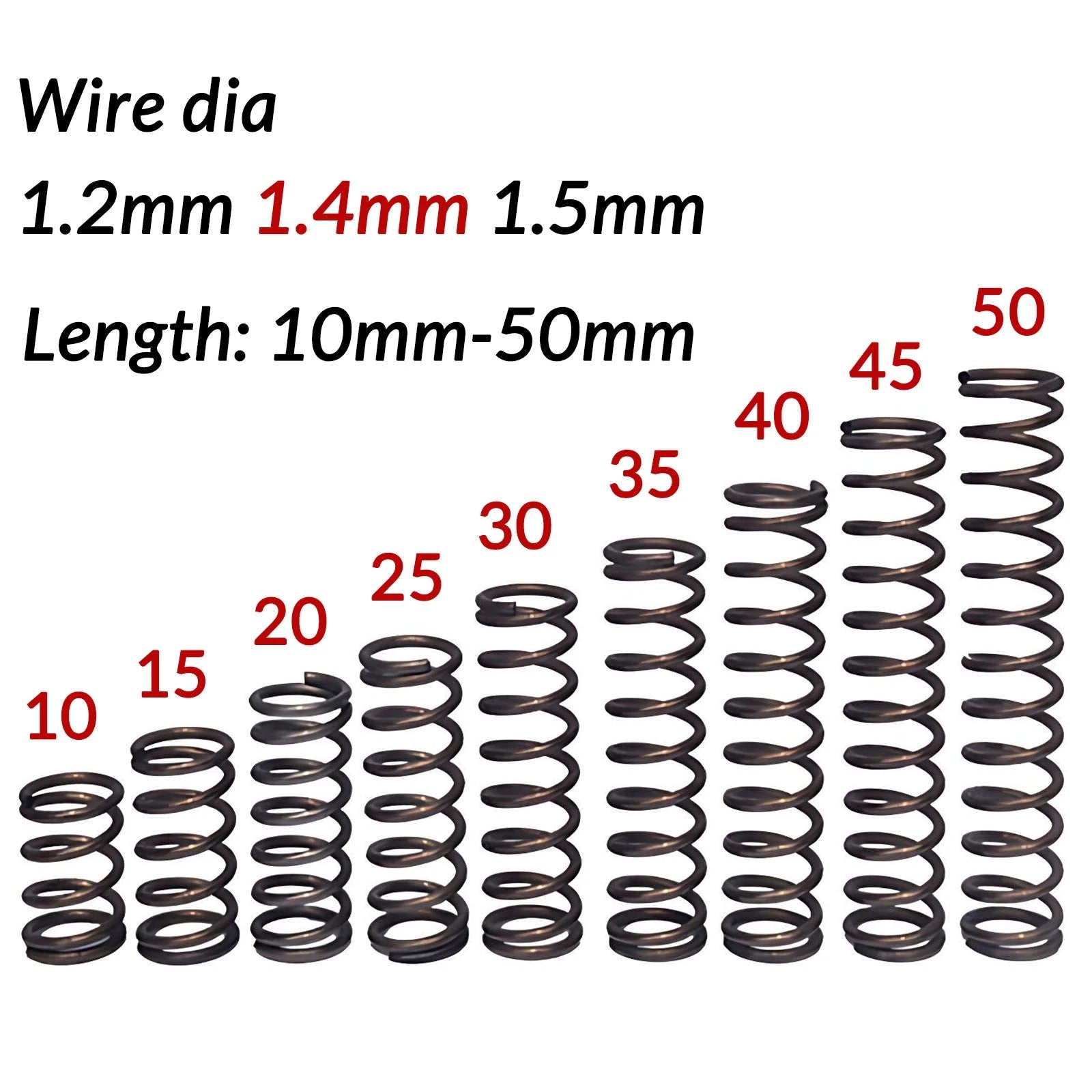 10pcs Wire Dia.1.2mm-1.5mm OD 8mm-26mm Small Springs Compression Spring Steel