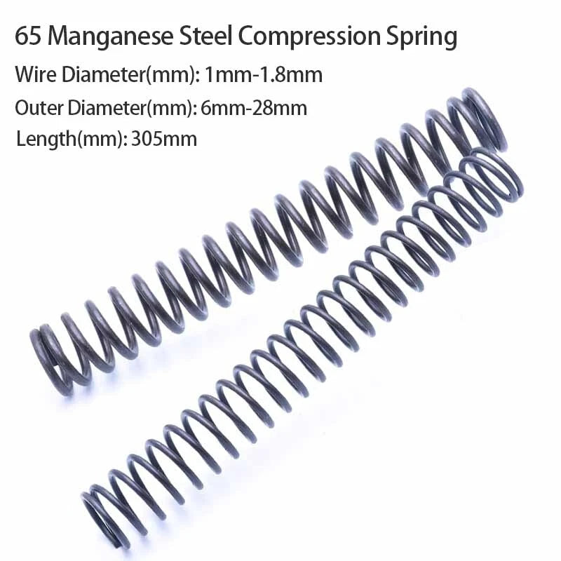 65 Manganese Steel Compression Spring Wire Dia:1-1.8mm OD:6mm-28mm Length: 305mm