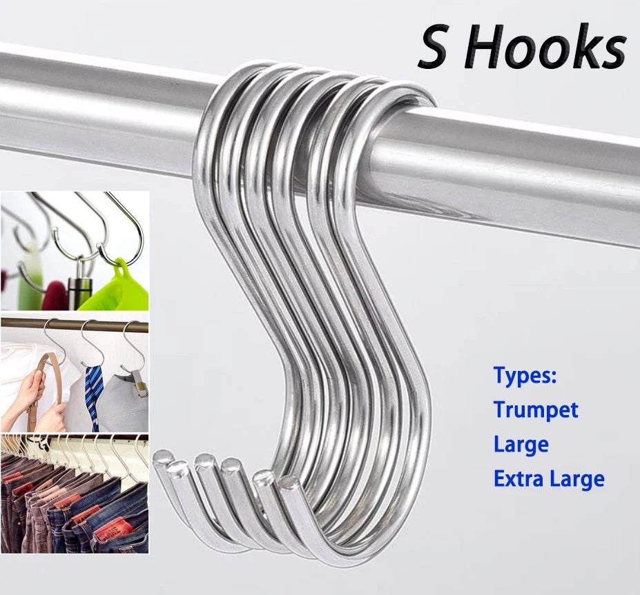 S Hooks Stainless Steel Kitchen Pan Utensil Bathroom Clothes Hanger Hanging