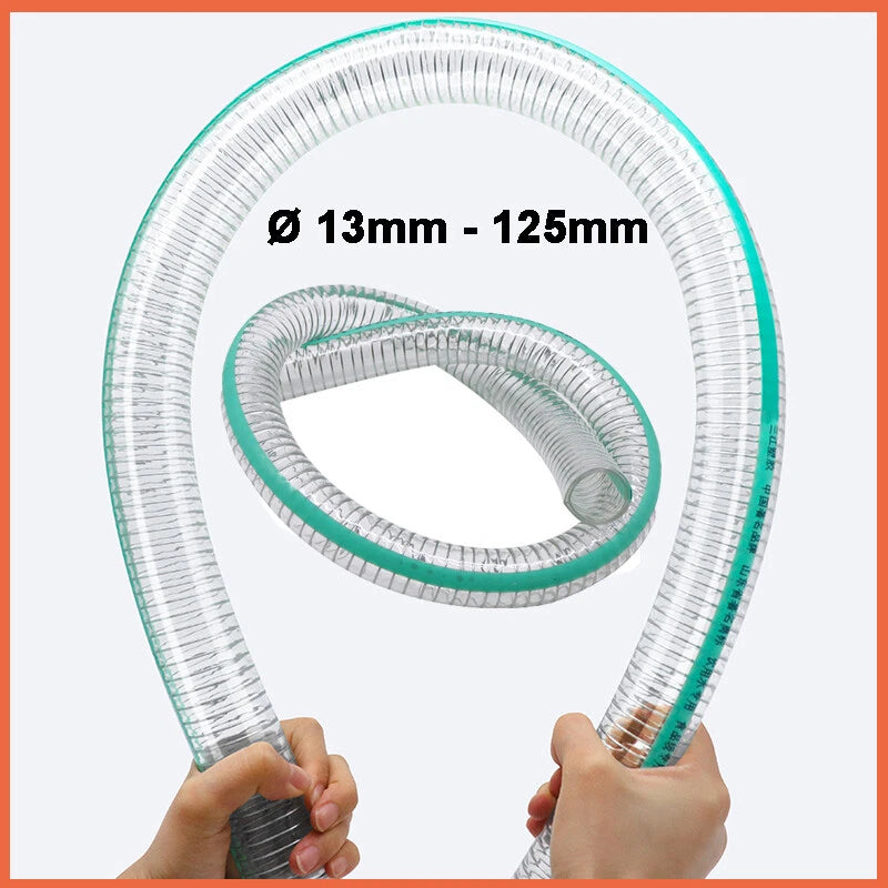 PVC Braided Wire Reinforced Food Grade Hose Pipe — Ø 16–125mm, 1M