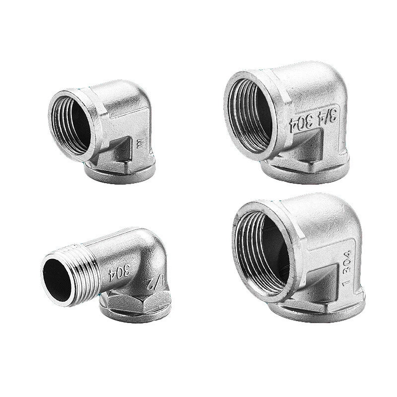 201 Stainless Steel 90° Elbow Pipe Fitting — BSP 1/2" 3/4" 1" Male Female Thread