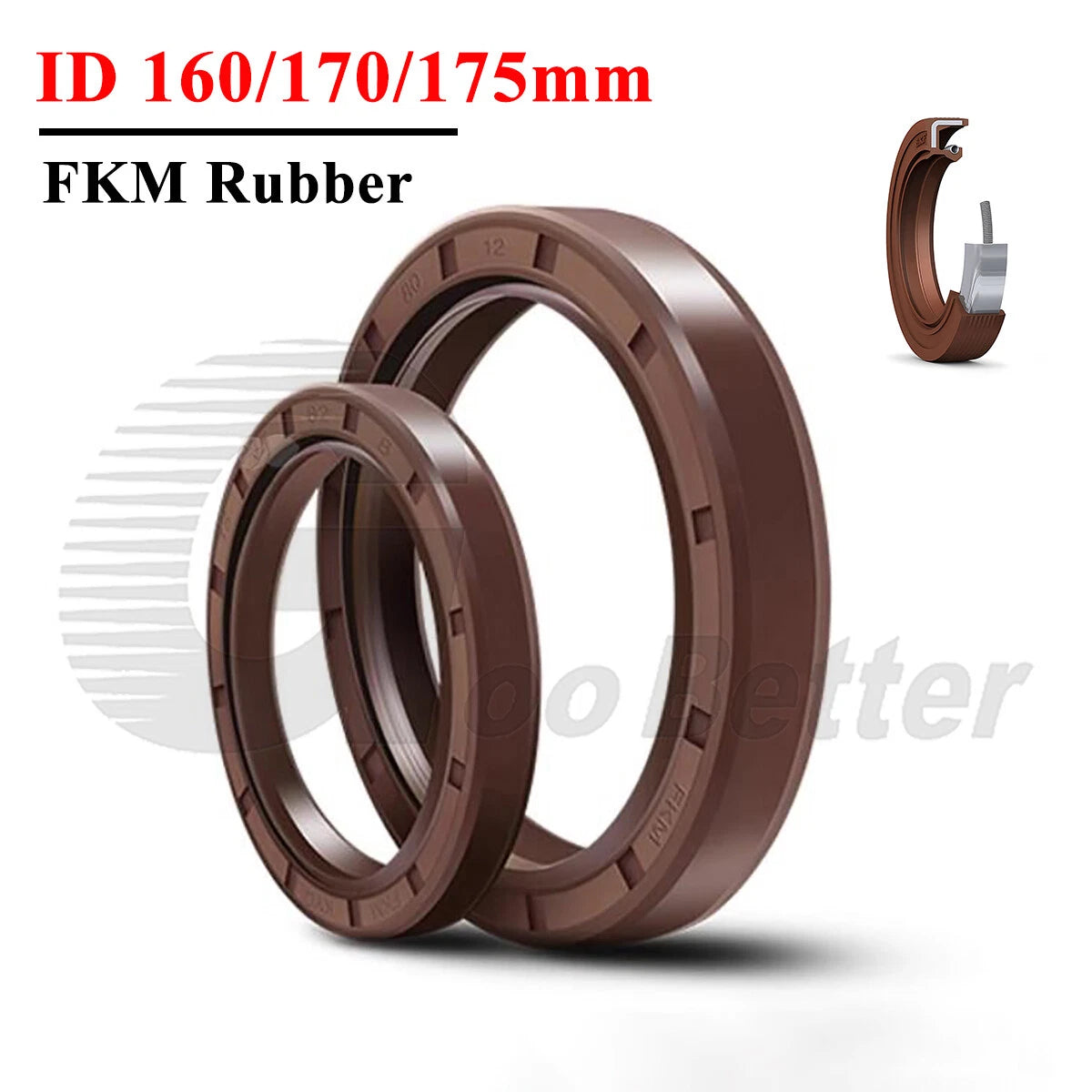 TC Skeleton Oil Seal ID 160mm 165mm 170mm 175mm | FKM Rubber Dual Lip Rotary Shaft Seal