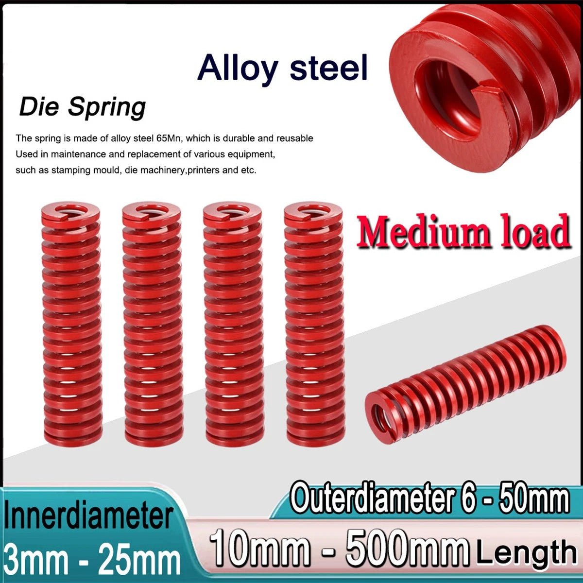 Medium load Compression Die Spring 18mm - 25mm Diameter & Up To 500mm Long JIS - HomeDIYer