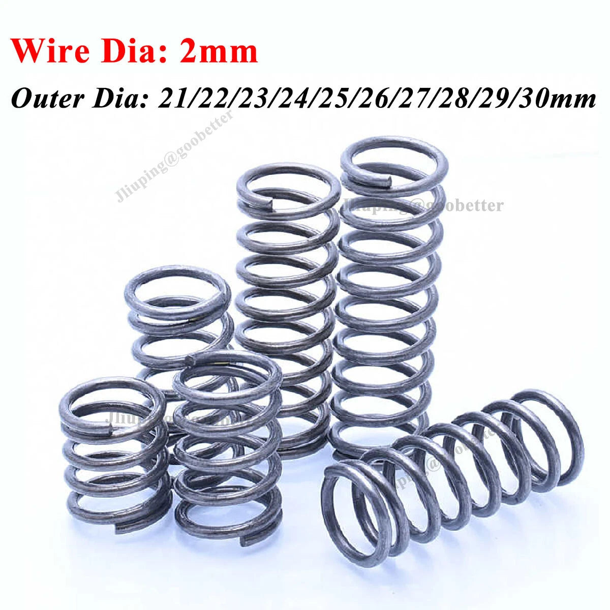 Compression Spring 2mm Wire Dia OD 21-30mm Spring Steel Pressure-Coil Springs