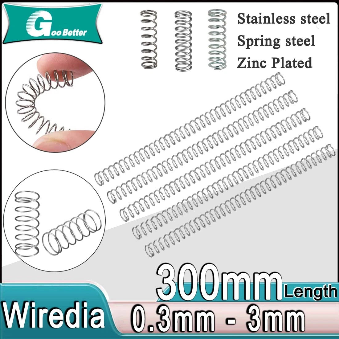 Spring steel compression springs with a diameter of 2-35mm and a length of 300mm