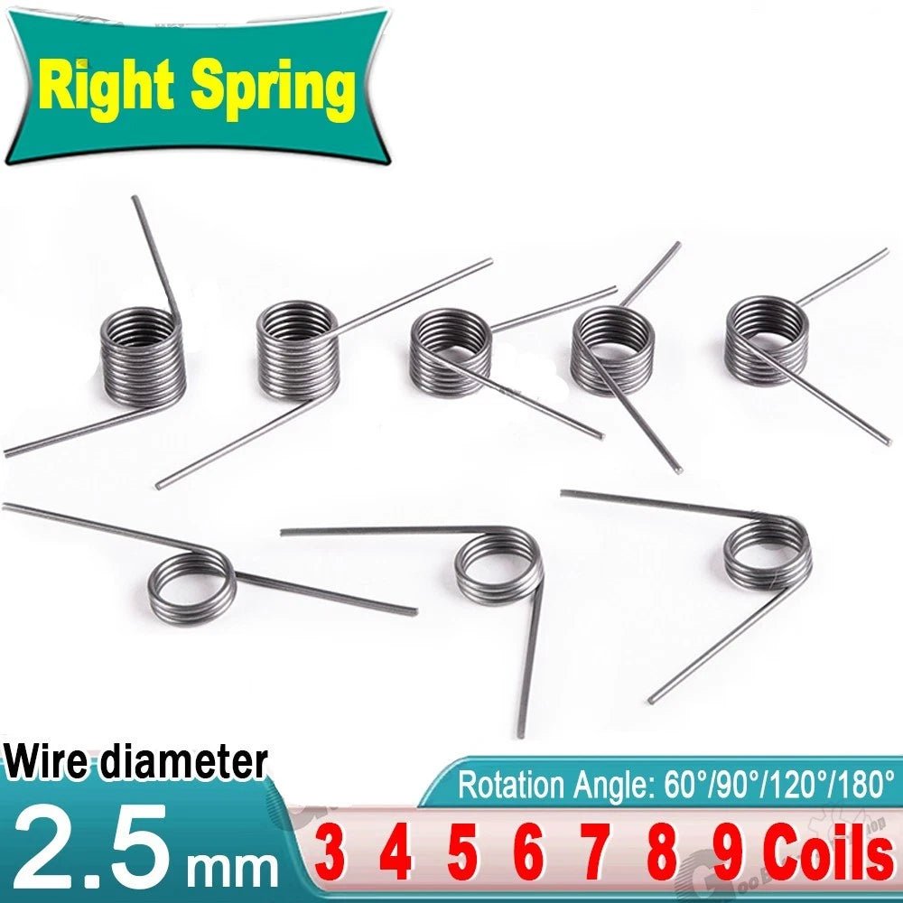 Torsion Spring (pack of 10), 2.5mm wire diameter, 12mm - 30mm OD, Right spring