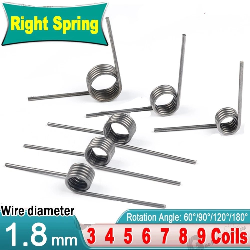 Torsion Spring (pack of 10), 1.8mm wire diameter, 10mm - 20mm OD, Right spring