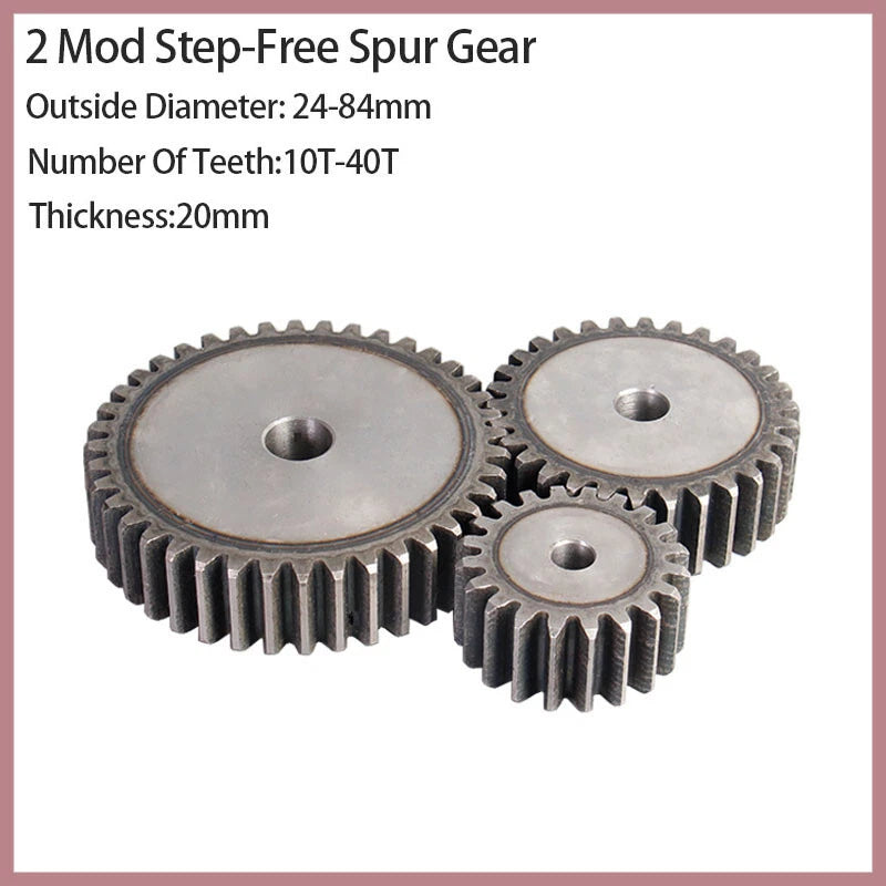 Spur Gear 45# Steel Transmission Gear 2 Module 10~40 Teeth Pinion Motor Gear