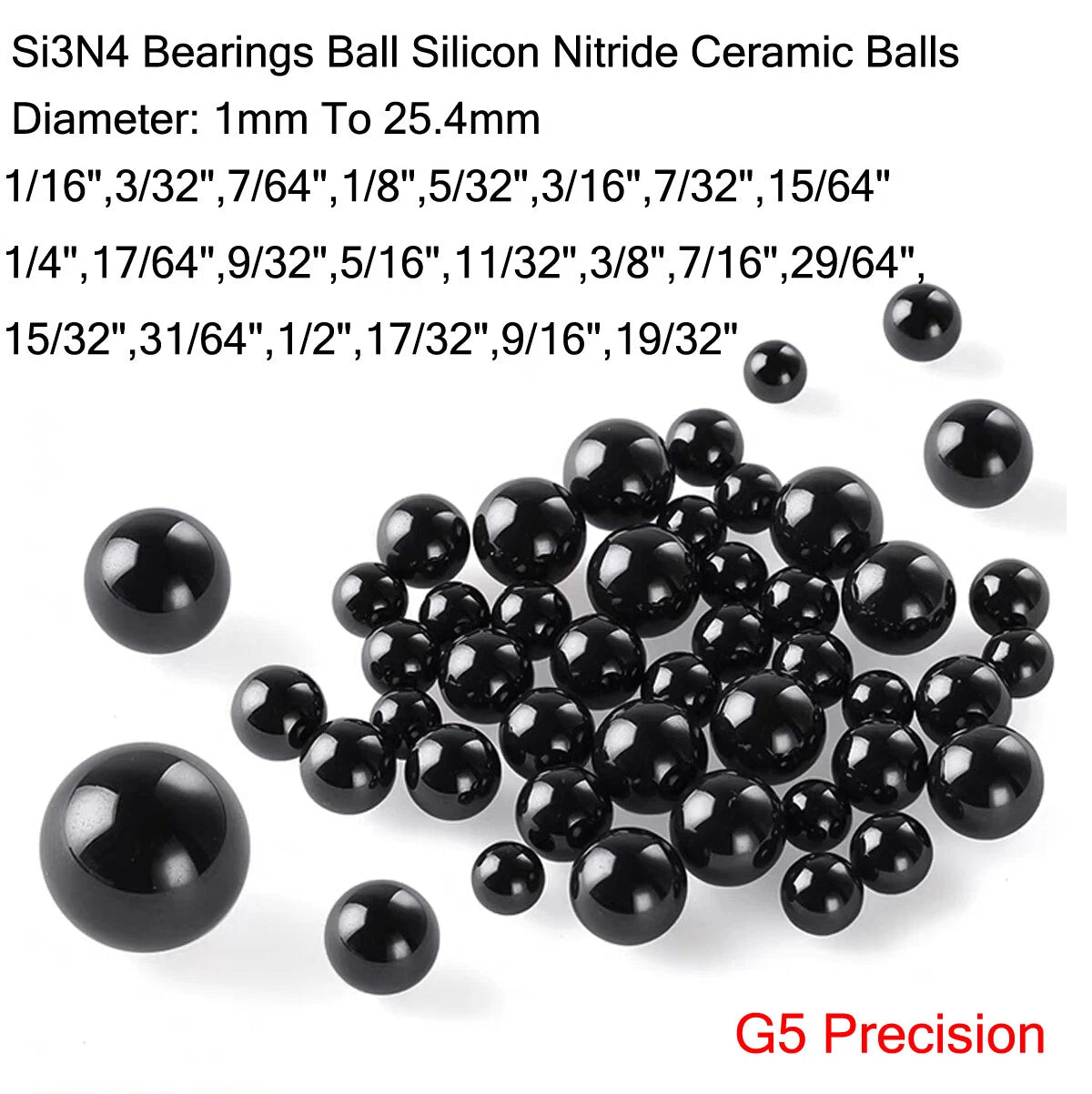 1mm-25.4mm 1/4" 5/16" Ball Bearings Silicon Nitride Ceramic Balls G5 Precision