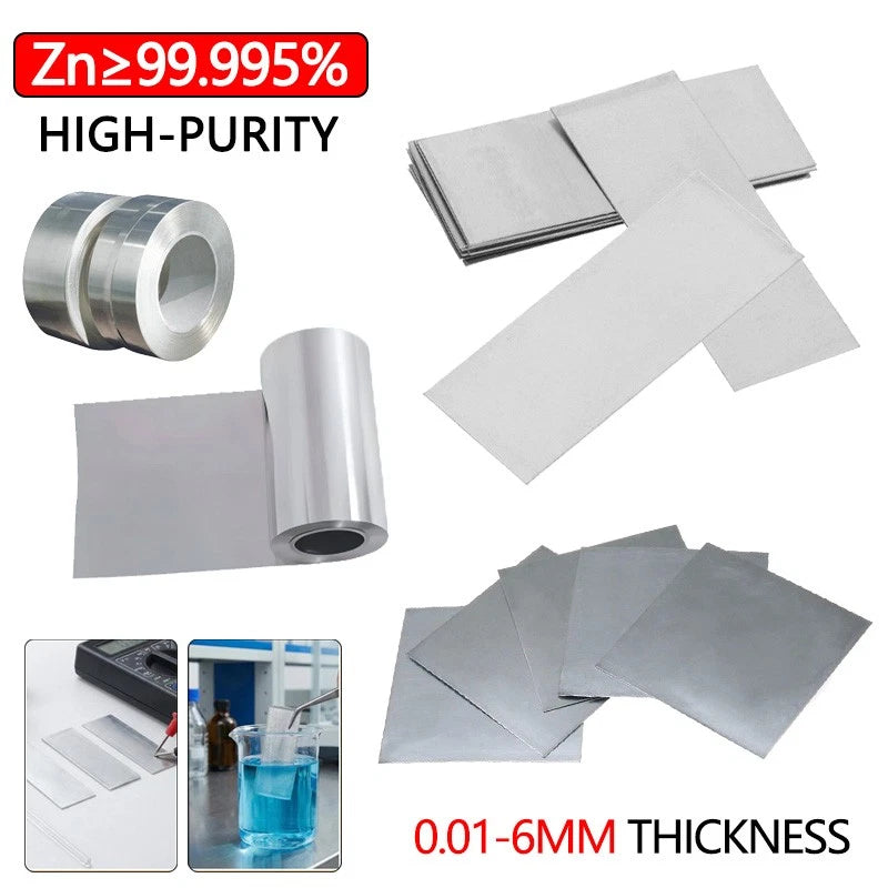 99.995% High Purity Zinc Zn Sheet Plate Metal Foil Anode Electroplating For Lab