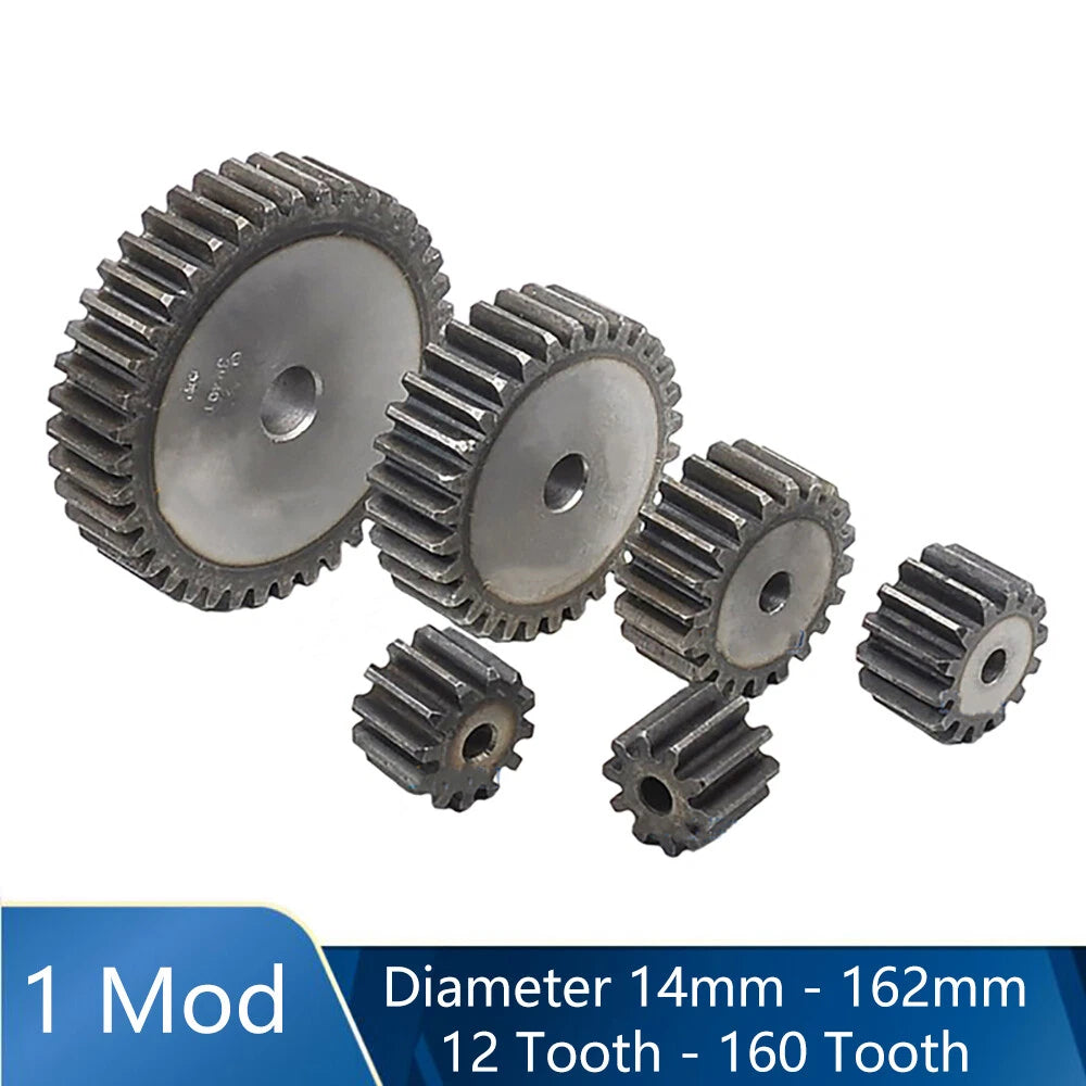 1 Mod Cylindrical Spur Gear 12-160 Tooth Diameter 14mm - 162mm 45# Carbon Steel