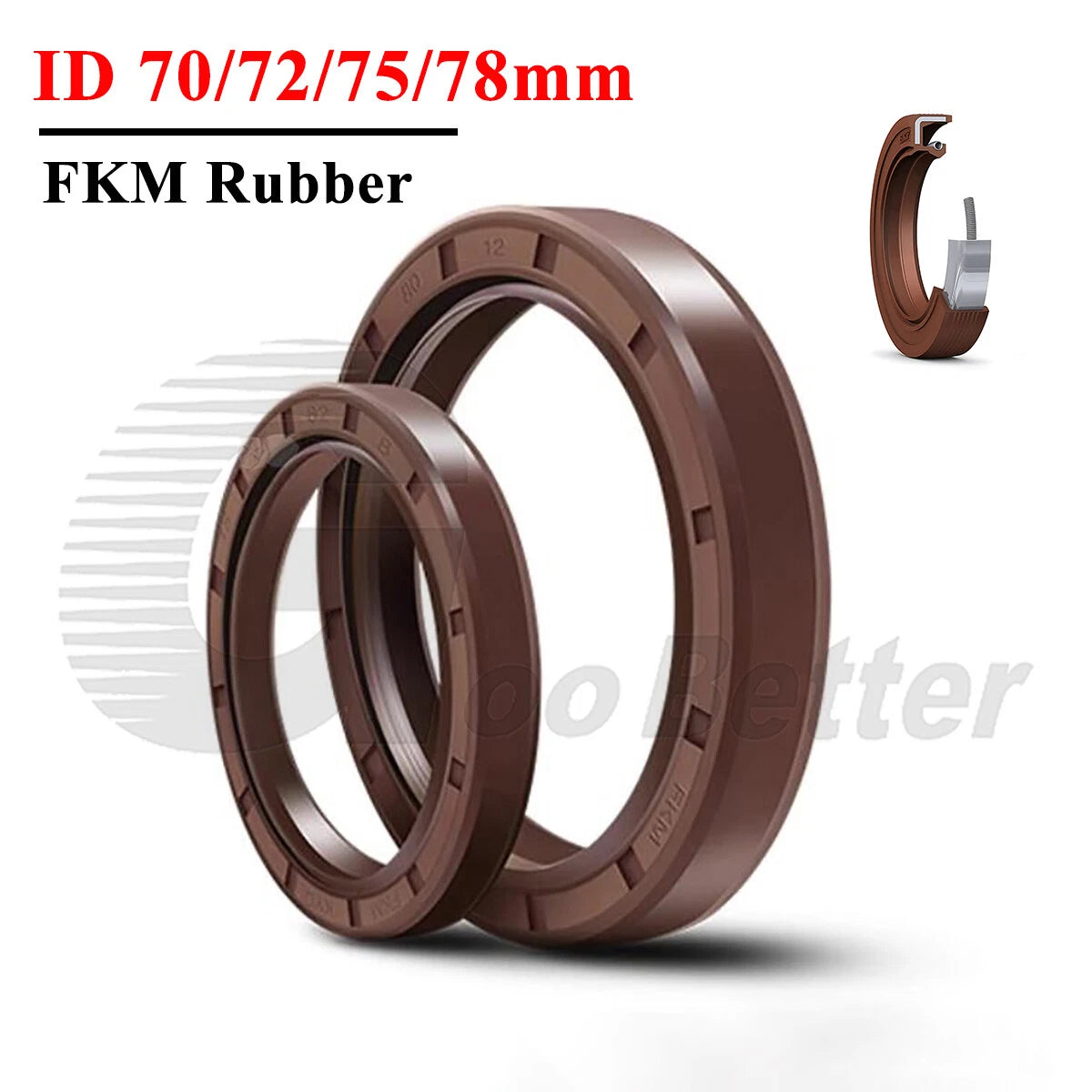 TC Oil Seal ID 70 72 75 78mm — FKM Rubber Dual Lip Rotary Shaft Seal