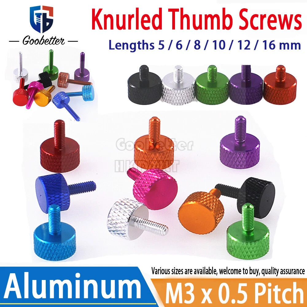 Knurled Thumb Screws M3 Aluminum Alloy DIY Hand Tighten Grip Knob Bolts 5 - 16mm