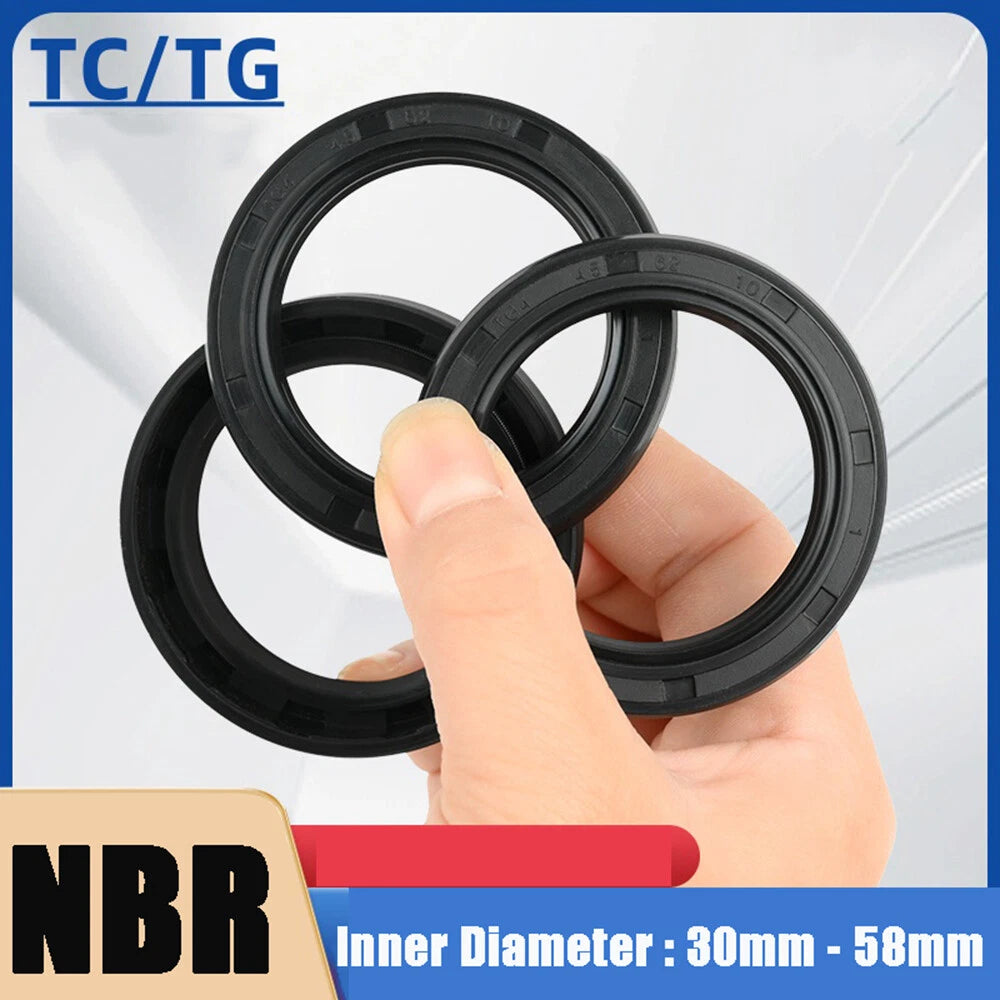 TC Oil Seal Rotary Shaft Seal — NBR Nitrile Rubber Double Lip, Multiple Sizes (Pack of 10)