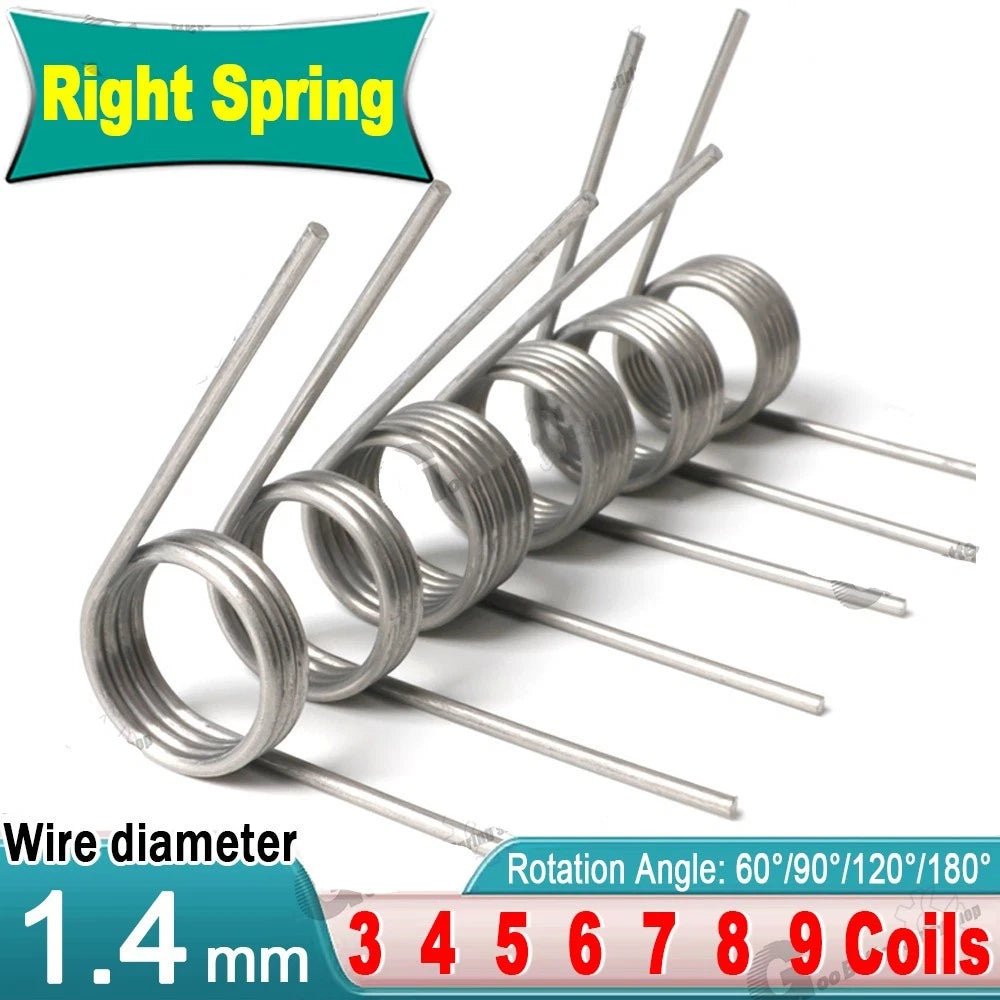Torsion Spring (pack of 10), 1.4mm wire diameter, 7mm - 15mm OD, Right spring