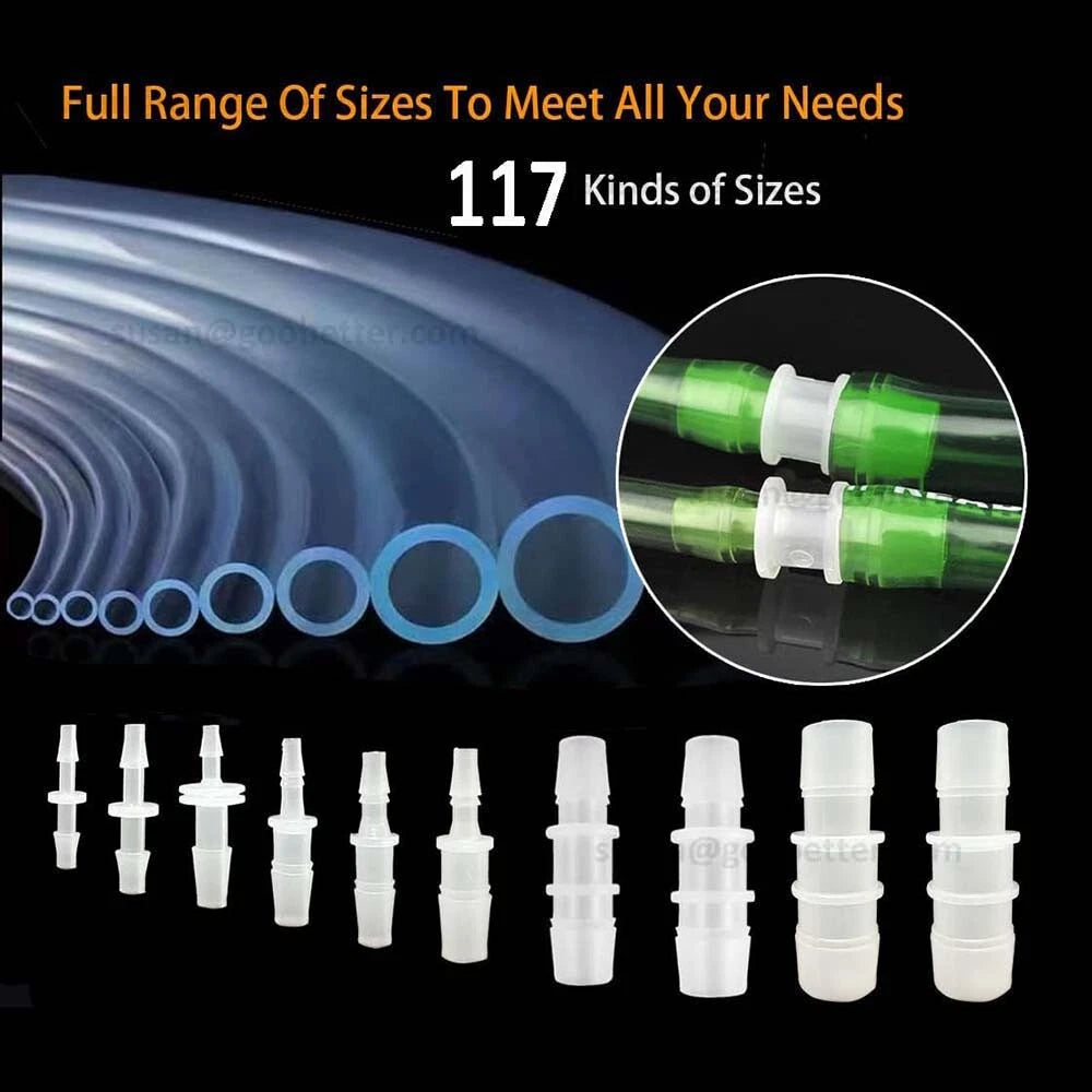 Straight Reducer Barbed Hose Connector — Plastic Joiner for Air & Water Tubing