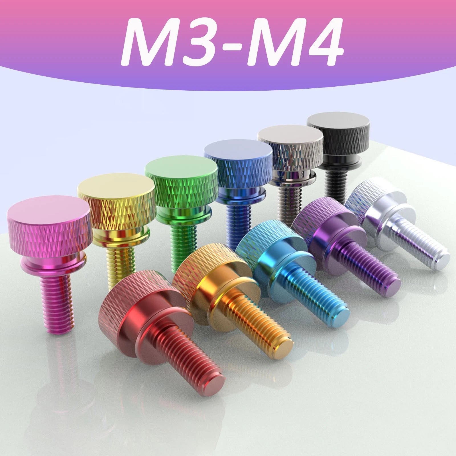 M3 M4 Anodized Aluminum Thumb Screws — Knurled Head Hand Bolts for PC Case, Fishing Rigs & DIY Projects
